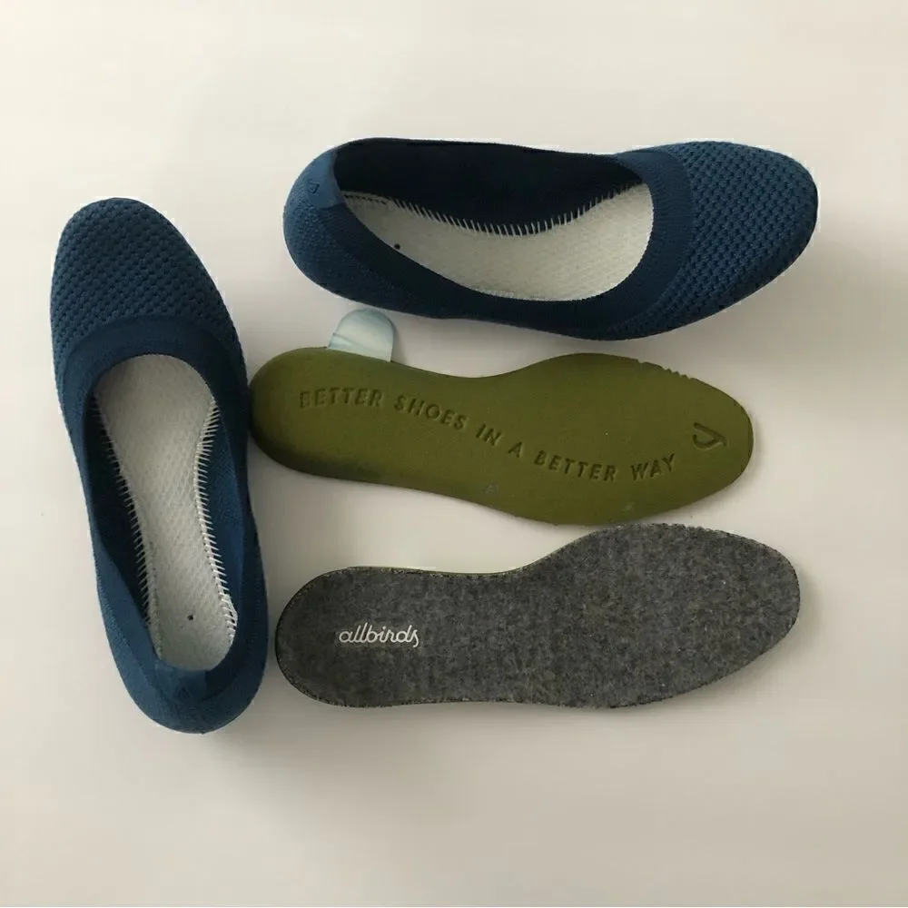 Allbirds blue Tree Breezers in woman’s size 5 slip on flexible flats wool